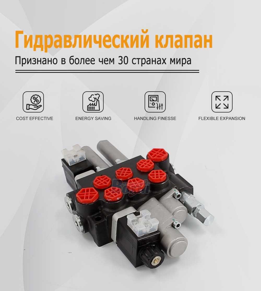 P40-BOT-BQTW1-DCOT Solenoid and Cable 3 Spool Monoblock Valve